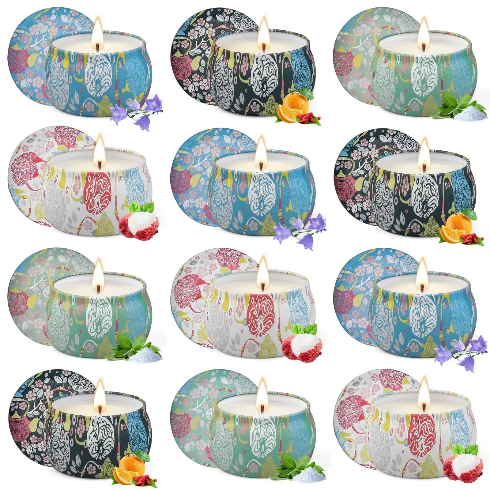 Aroma Essence 12 Soy Candles Set - Long Lasting Gift TrueForm Goods