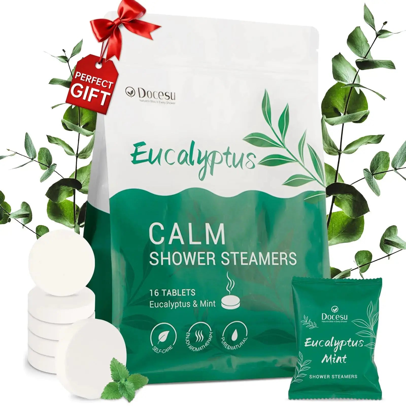 Docesu Eucalyptus Shower Steamers Aromatherapy 16 Pack-Valentines Day Gift for Women& Men Stocking Stuffers Stress Relief Shower Bombs Birthday for MomWifeSpa Self CareTravel Essentials Bulk - TrueForm Goods