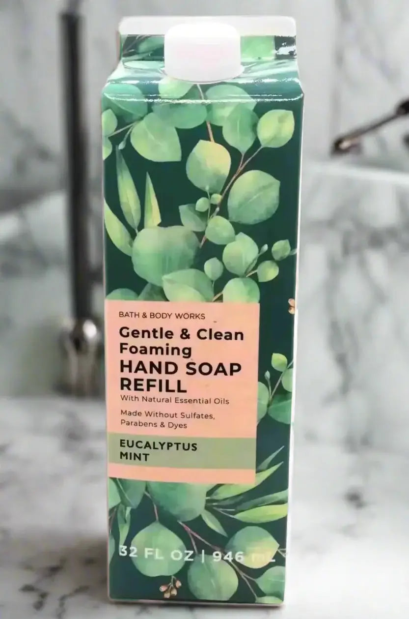 Eucalyptus Mint Foaming Hand Soap Refill 32oz with natural essential oils and refreshing scent.