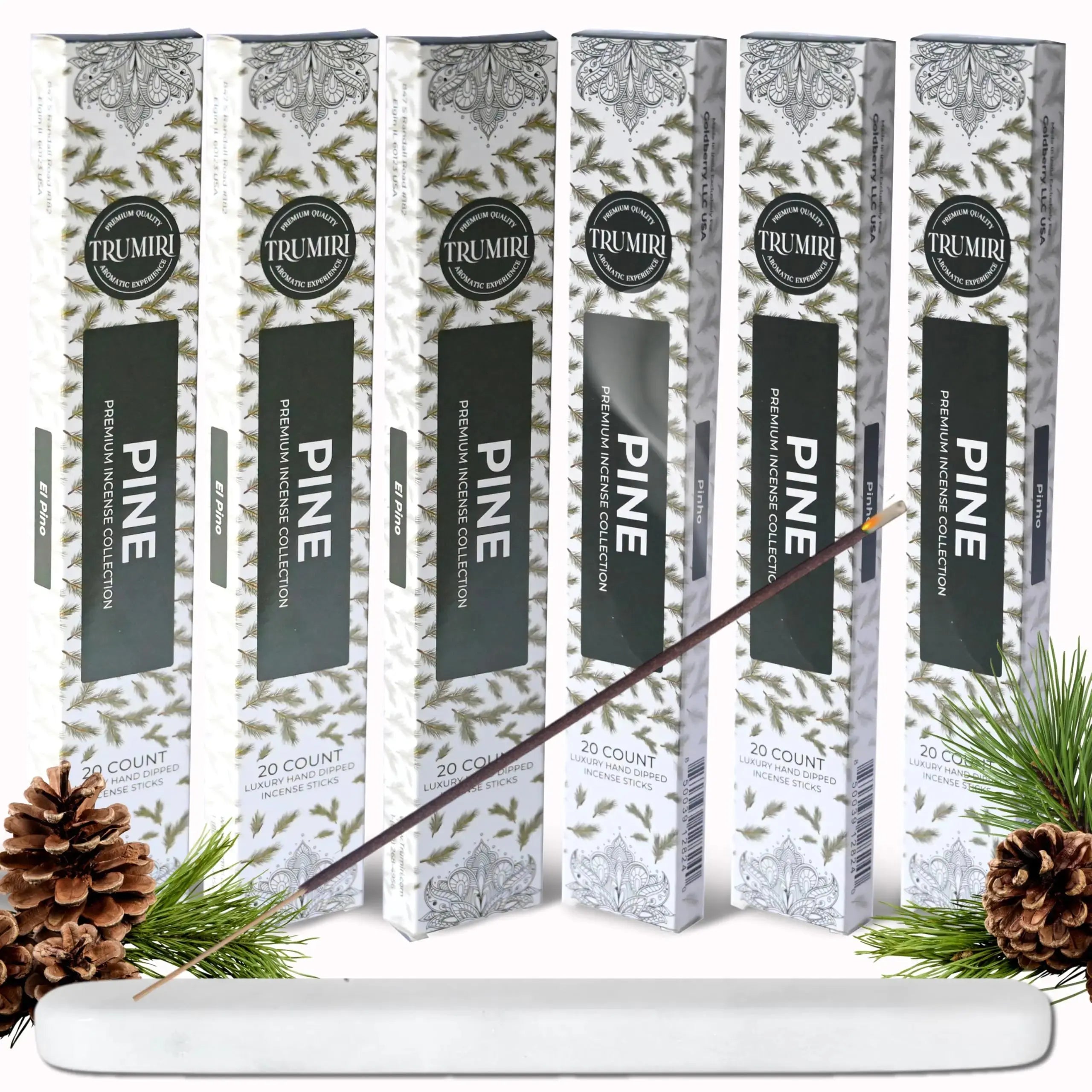 Pine Incense Sticks - Total 120 Insence-Sticks - 6 Packs of 20 Insense - Inciensos - Inscents - Natural Non Toxic Ingredients - Incents - Incence - Inscense - Insents - TrueForm Goods
