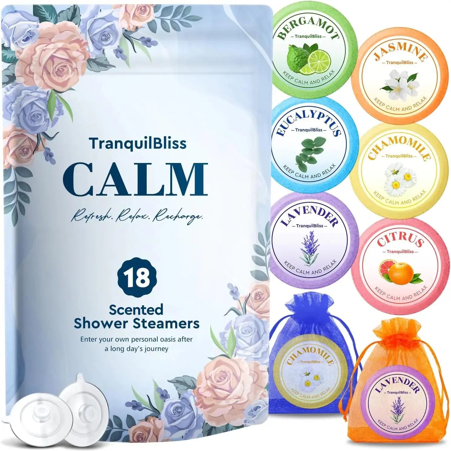 TranquilBliss Shower Steamers 18 PCS Set Self Care Relaxation Shower Tablets with Shea Butter Shower Bombs Christmas Gift Ideas for Valentines Day Women Men Mother Wife - TrueForm Goods