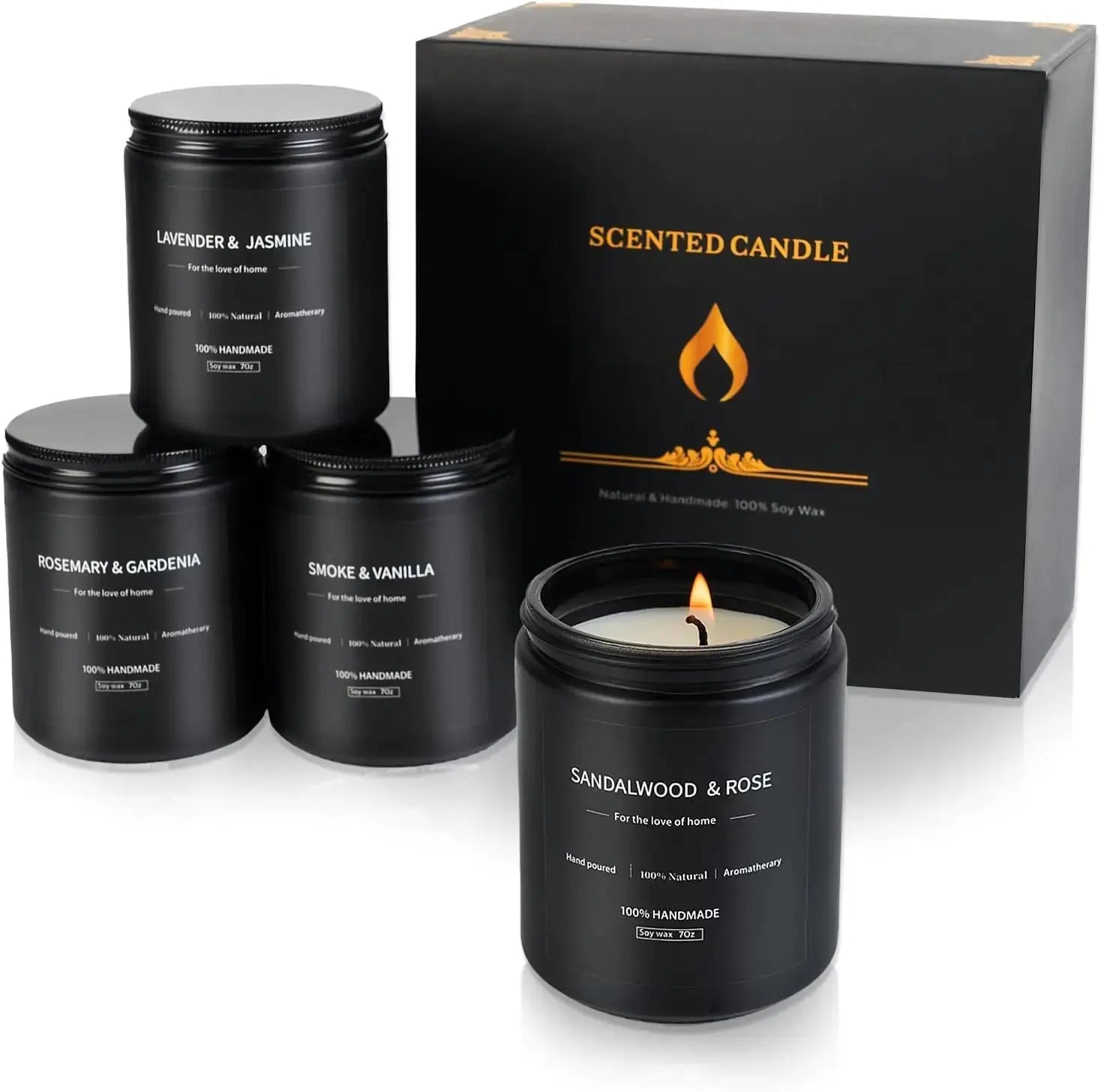 4-Pack Aromatherapy Scented Candles for Men - Enhance Your Wellbeing TrueForm Goods