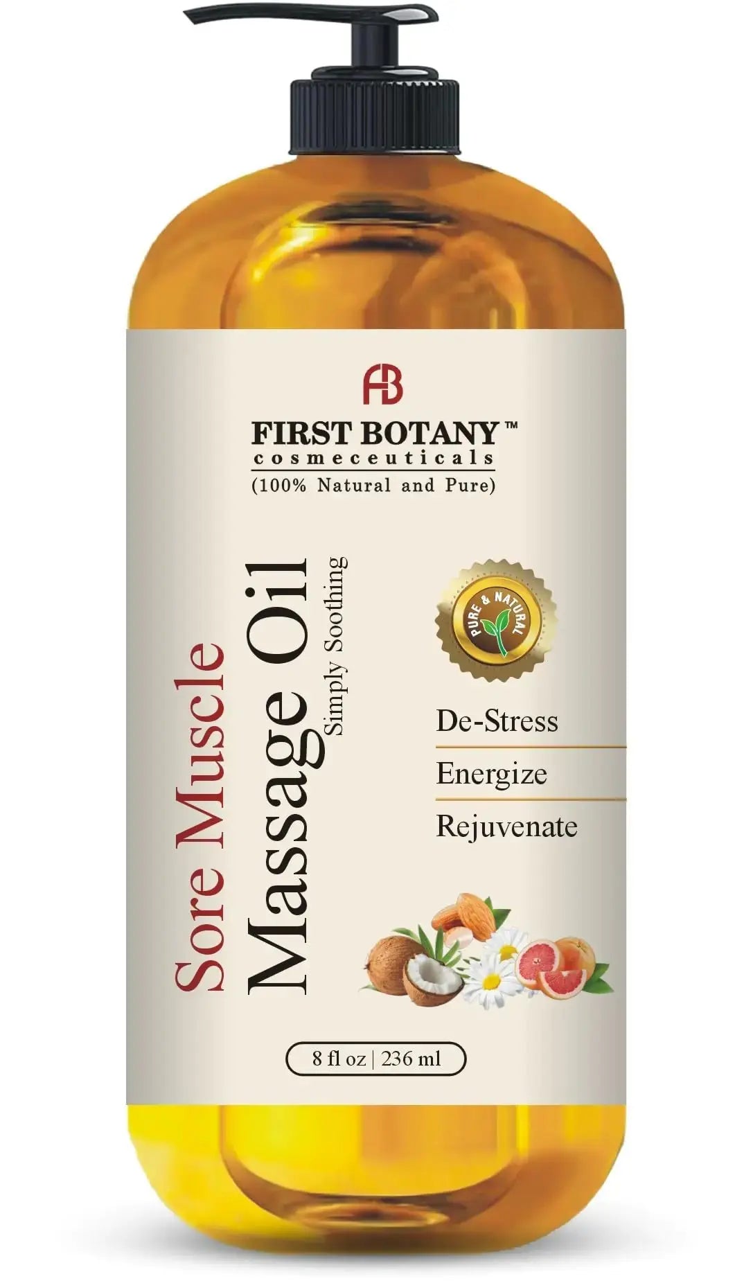 First Botany Arnica Sore Muscle Massage Oil for Massage Therapy Natural Therapy Oil with Lavender Mint Chamomile Essential Oils Collagen &amp; Stem Cells Therapeutic Oils for Body Massage Lotion 8oz - TrueForm Goods 