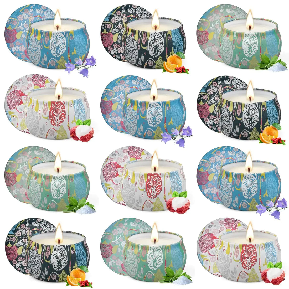 Aroma Essence 12 Soy Candles Set - Long Lasting Gift TrueForm Goods