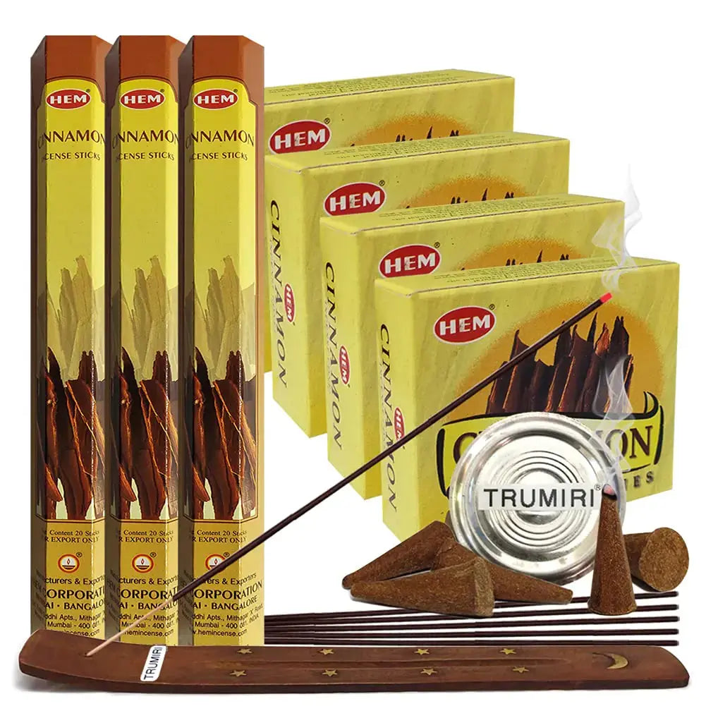 Cinnamon Incense Sticks and Cone Incense Holder Variety Pack Bundle insence insense insienso - TrueForm Goods 
