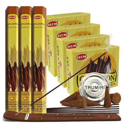 Cinnamon Incense Sticks and Cone Incense Holder Variety Pack Bundle insence insense insienso - TrueForm Goods 