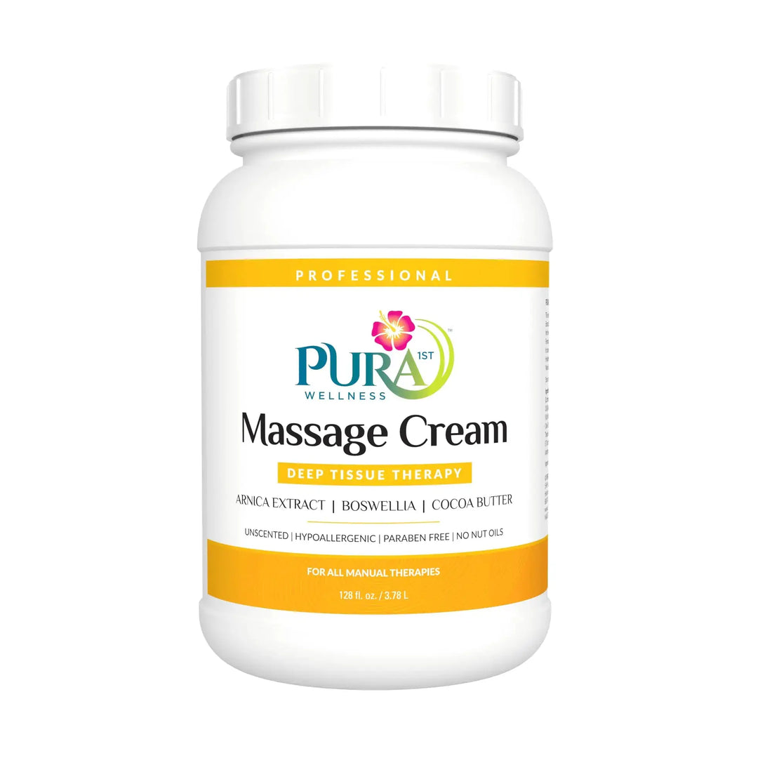 PURA 1st Deep Tissue Massage Cream Deep Tissue Cream Pura Massage Cream Deep Tissue Massage Cream for Physical Therapy Unscented Cream for Deep Muscle Recovery and Physical Therapy 128oz - TrueForm Goods 