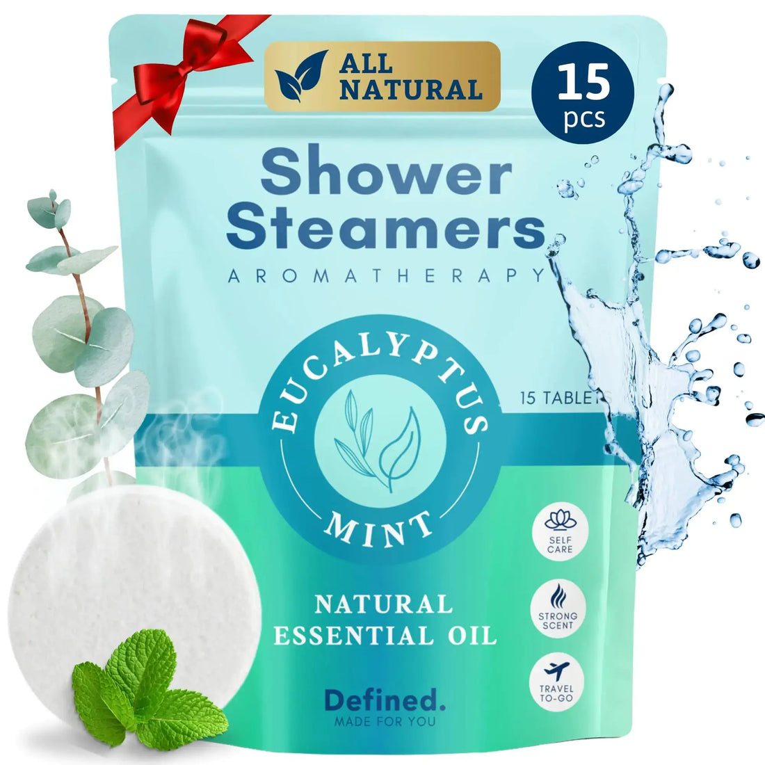 Shower Steamers Aromatherapy 15 Pack– Eucalyptus &amp; Peppermint Shower Steamers for Clear Sinus - Natural Shower Bombs Tablets for Women &amp; Men– Christmas Gift Spa at Home Relaxation Self Care &amp; Relief - TrueForm Goods 
