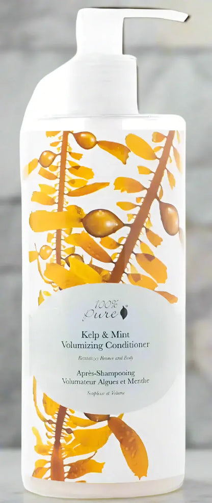 Kelp &amp; Mint Volumizing Hydrating Conditioner in a pump bottle, designed for fuller, healthier hair.