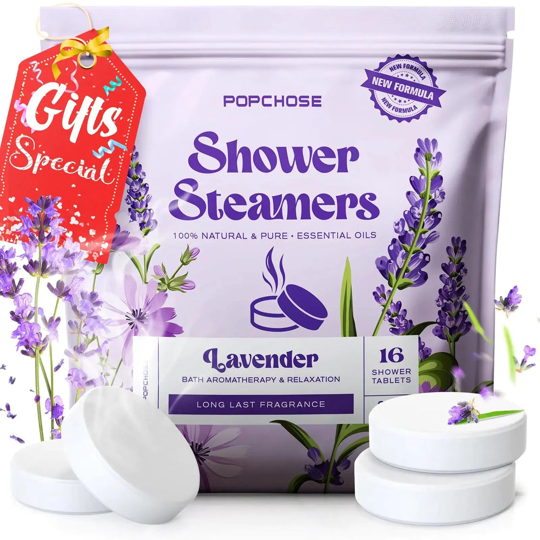 Shower Steamers Aromatherapy - Birthday Gifts for Women Valentines Day Gifts for Her 16 Pack Lavender Shower Tablets with Essential Oils Self Care Gifts for Women Mom Relaxation &amp; Home SPA - TrueForm Goods 