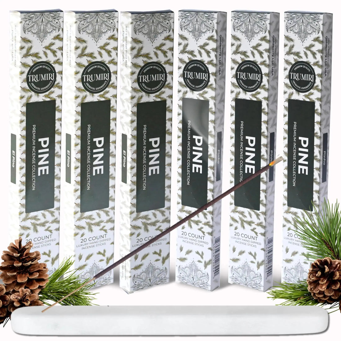 Pine Incense Sticks - Total 120 Insence-Sticks - 6 Packs of 20 Insense - Inciensos - Inscents - Natural Non Toxic Ingredients - Incents - Incence - Inscense - Insents - TrueForm Goods 