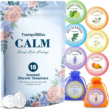 TranquilBliss Shower Steamers 18 PCS Set Self Care Relaxation Shower Tablets with Shea Butter Shower Bombs Christmas Gift Ideas for Valentines Day Women Men Mother Wife - TrueForm Goods 