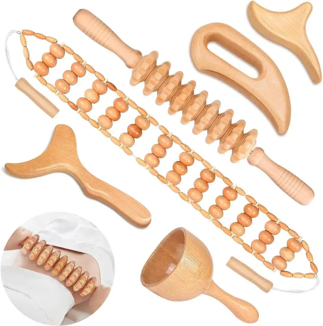 12-in-1 Wood Therapy Massage Tools Wooden Massager Body Sculpting Tools Maderoterapia Kit Wood Therapy Tools for Muscle Pain Relief Body Shaping Anti-Cellulite - TrueForm Goods 